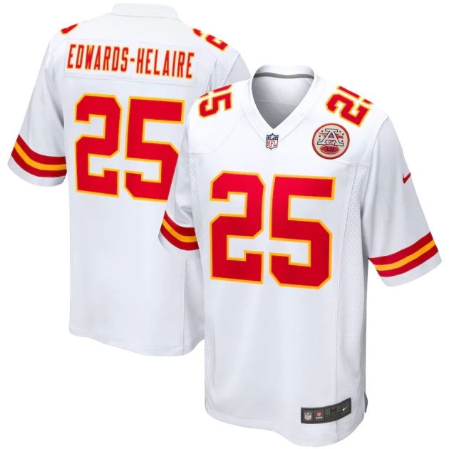 mens nike clyde edwards helaire white kansas city chiefs game jersey